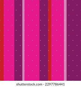 Vector magenta seamless pattern: Magenta Galore. A set of vertical stripes of different tints of magenta is covered with a diamond pattern of tiny bright dots. Part of Shades And Dots collection.