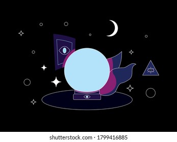 Vector magic ball colour card eyes triangle mysticism
