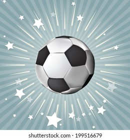 Vector magic ball on blue background with stars