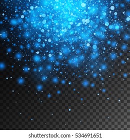 Vector magic blue glow light effect isolated on transparent background. Christmas design element. Star burst with sparkles.