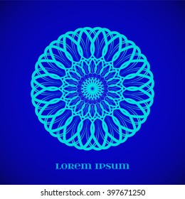 Vector Magic Blue Glow Mandala Icon. Element for your designs, logo, invitation cards, yoga, meditation, astrology, religion and other projects