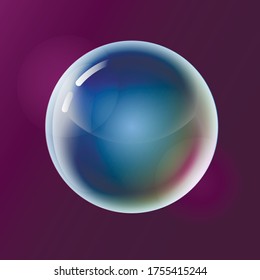 Esfera de vidrio brillante azul vectorial 