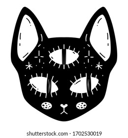 Vector magic cat, black cat face