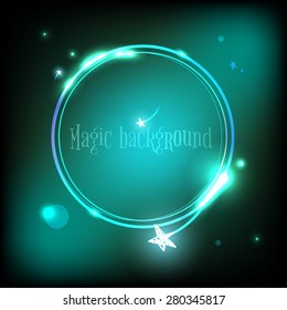 Vector magic circle background with shining stars