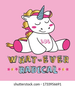 Vector mágico lindo unicornio para chicas.