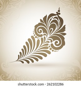 Vector magic exotic feather with ornamental patterns