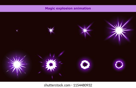 Vector magic flash animation frames for game or cartoon effect in video, presentation, poster, banner, ads. Vector illustration