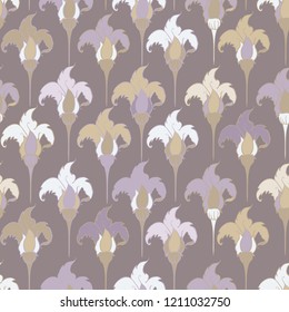 Vector Magic Flowers in pastels on dark seamless pattern background. Perfect for fabric, scrapbooking and wallpaper projects.	