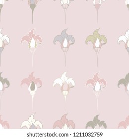 Vector Magic Flowers in pastels seamless pattern background. Perfect for fabric, scrapbooking and wallpaper projects.	