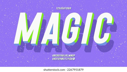 Vector magic font 3d color style modern