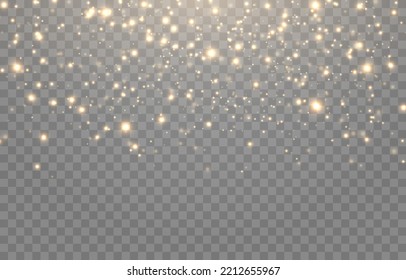 Vector magic glow. Magic dust falls from the sky. Glittering dust png. Magic dust. Christmas light.