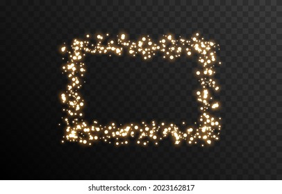 Vector magic glow. Sparkling light, sparkling dust png. Glowing frame. Christmas light.