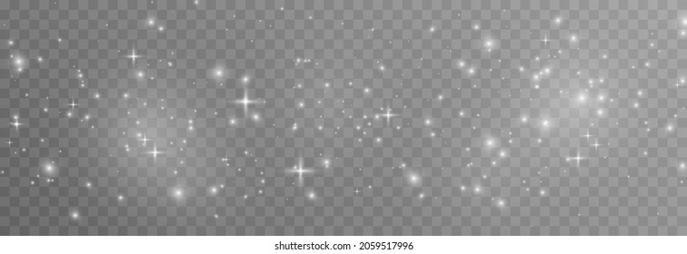 La magia vectorial brilla. Polvo blanco, explosión de partículas. Polvo de hadas que ensucia. Luz de Navidad.