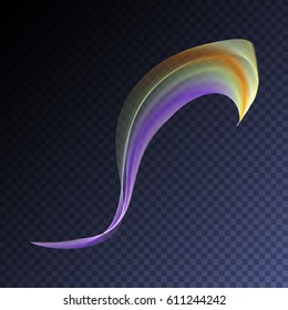 Vector magic glowing curve flare transparent light effect. Bright shining wavy element for your design.