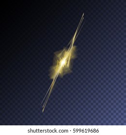 Vector magic glowing explosion flare transparent light effect. Bright shining technology element for your design.