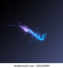 Vector magic glowing explosion flare transparent light effect. Bright shining technology element for your design.