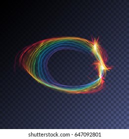 Vector magic glowing flare transparent light effect. Bright shining wavy element for your design.
