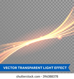 Vector magic glowing spark swirl trail effect on transparent background. Boken glitter wave line with flying sparkling flash lights.
