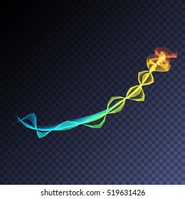 Vector magic glowing swirl flare transparent light effect. Bright shining wavy element for your design.