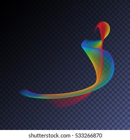 Vector magic glowing swirl flare transparent light effect. Bright shining wavy element for your design.