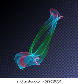 Vector magic glowing swirl flare transparent light effect. Bright shining wavy element for your design.