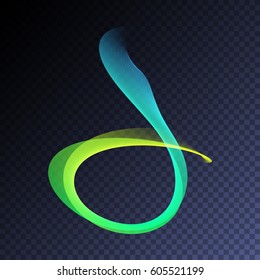 Vector magic glowing swirl flare transparent light effect. Bright shining wavy element for your design.