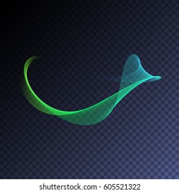 Vector magic glowing swirl flare transparent light effect. Bright shining wavy element for your design.