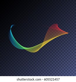 Vector magic glowing swirl flare transparent light effect. Bright shining wavy element for your design.