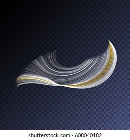 Vector magic glowing swirl flare transparent light effect. Bright shining wavy element for your design.