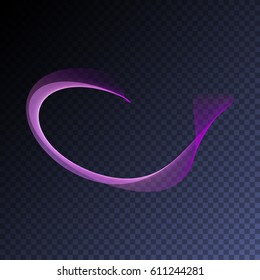 Vector magic glowing swirl flare transparent light effect. Bright shining wavy element for your design.