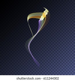 Vector magic glowing swirl flare transparent light effect. Bright shining wavy element for your design.