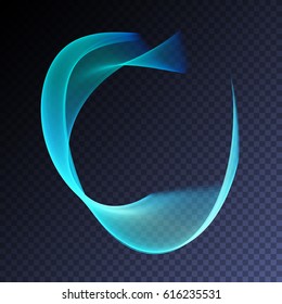 Vector magic glowing swirl flare transparent light effect. Bright shining wavy element for your design.