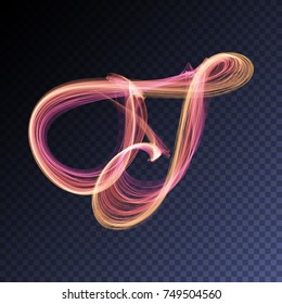 Vector magic glowing swirl flare transparent light effect. Bright shining wavy element for your design.