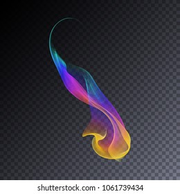 Vector magic glowing swirl trail transparent light effect. Bright shine wavy element for your design.