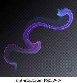 Vector magic glowing swirl trail transparent light effect. Bright shine wavy element for your design.