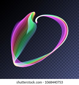 Vector magic glowing swirl trail transparent light effect. Bright shine wavy element for your design.