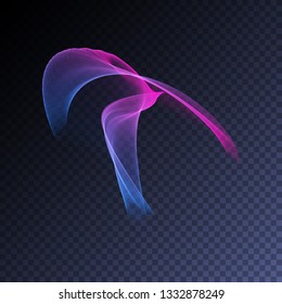 Vector magic glowing swirl trail transparent light effect. Bright shine wavy element for your design.