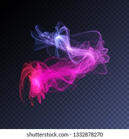 Vector magic glowing swirl trail transparent light effect. Bright shine wavy element for your design.
