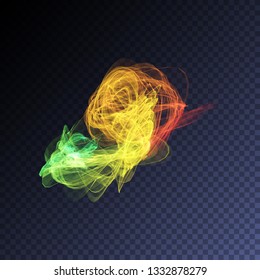Vector magic glowing swirl trail transparent light effect. Bright shine wavy element for your design.