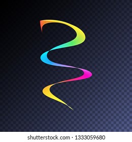 Vector magic glowing swirl trail transparent light effect. Bright shine wavy element for your design.