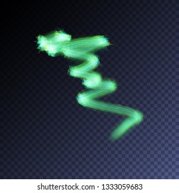 Vector magic glowing swirl trail transparent light effect. Bright shine wavy element for your design.