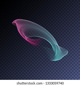 Vector magic glowing swirl trail transparent light effect. Bright shine wavy element for your design.
