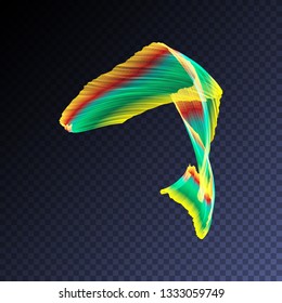 Vector magic glowing swirl trail transparent light effect. Bright shine wavy element for your design.