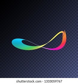 Vector magic glowing swirl trail transparent light effect. Bright shine wavy element for your design.