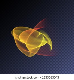 Vector magic glowing swirl trail transparent light effect. Bright shine wavy element for your design.