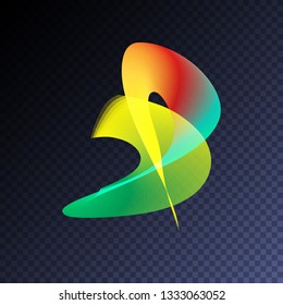 Vector magic glowing swirl trail transparent light effect. Bright shine wavy element for your design.