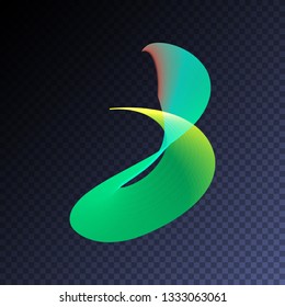 Vector magic glowing swirl trail transparent light effect. Bright shine wavy element for your design.