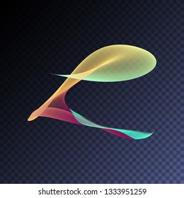 Vector magic glowing swirl trail transparent light effect. Bright shine wavy element for your design.