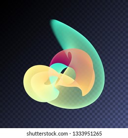 Vector magic glowing swirl trail transparent light effect. Bright shine wavy element for your design.