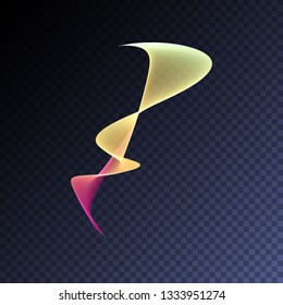 Vector magic glowing swirl trail transparent light effect. Bright shine wavy element for your design.